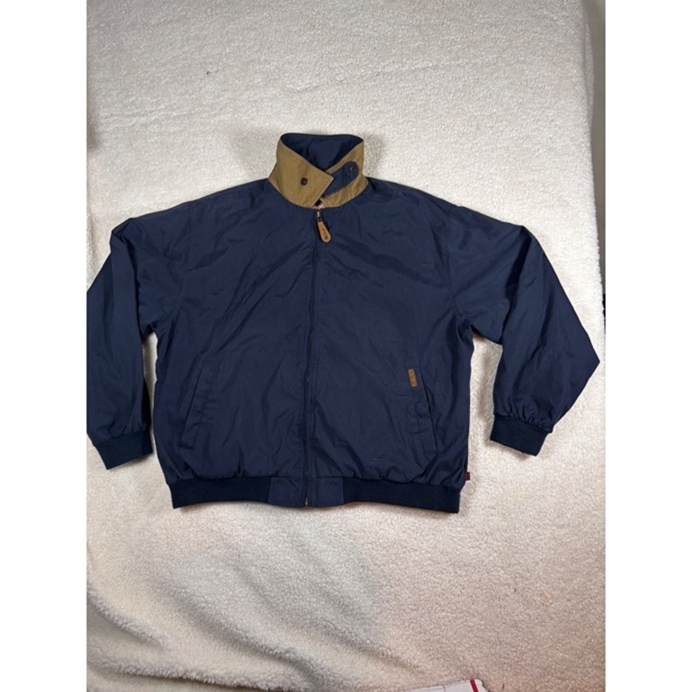 Woolrich Bomber Jacket Mens XL Navy Blue Harrington Full Zip Vintage